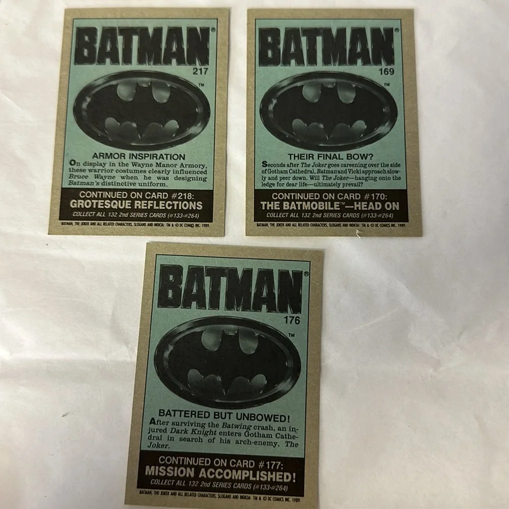 Vintage 1989 Topps Batman Movie trading cards 10 Total